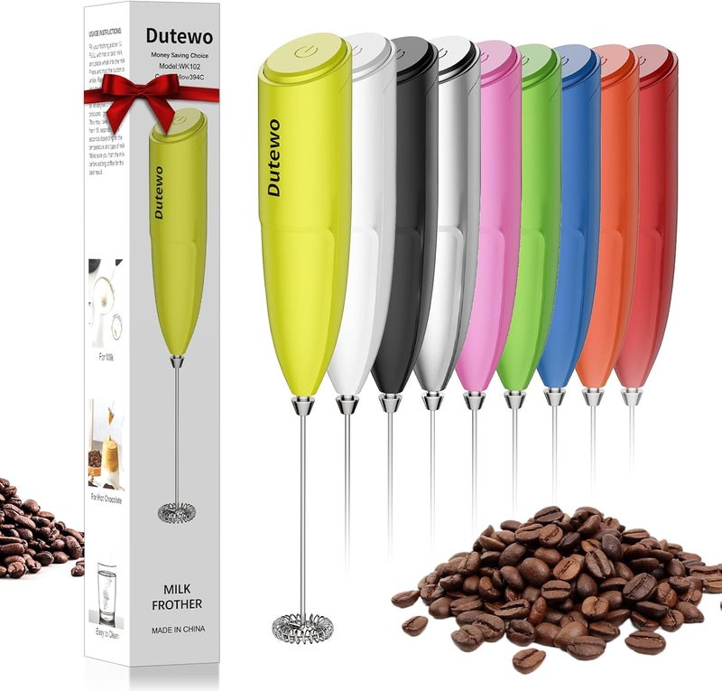 Dutewo Hand Mixer Milk Frother for Coffee - Frother Handheld Foam Maker for Lattes, Electric whisk Drink Mixer Mini Foamer for Cappuccino, Frappe, Matcha, Hot Chocolate, Yellow 394C - Image 1
